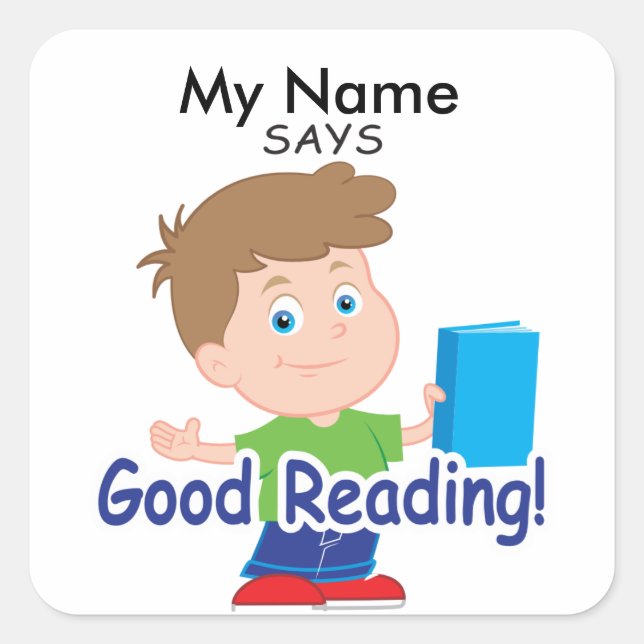 Reading Boy - Good Reading! Square Sticker (Front)