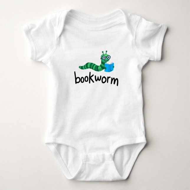 Reading Buddy Cute Bookworm With Book Baby Bodysuit (Front)