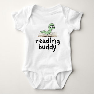 Reading Buddy Cute Bookworm With Book Baby Bodysuit