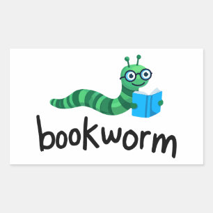 Reading Buddy Cute Bookworm With Book Rectangular Sticker