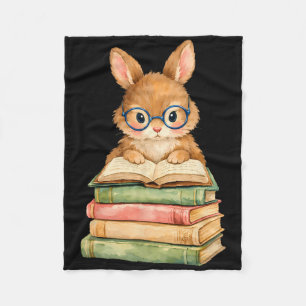 Reading Bunny Rabbit Gles Book Bookworm Teacher Wo Fleece Blanket