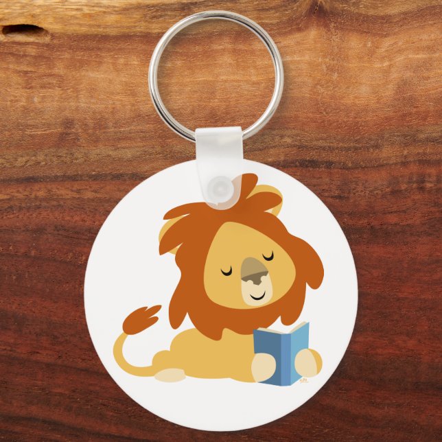 Reading Cartoon Lion keyring (Front)