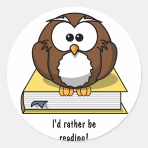 Reading Cartoon Owl Sticker