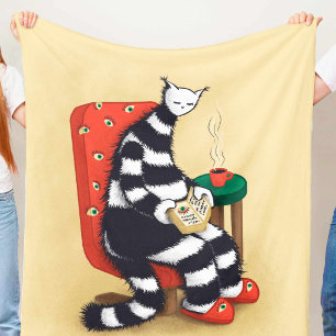Reading Cat Book Lover Fleece Blanket