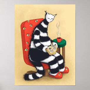Reading Cat Book Lover Poster