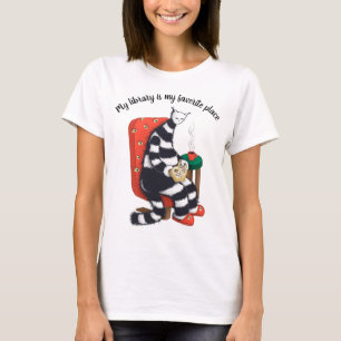 Reading Cat Fun Library T-Shirt