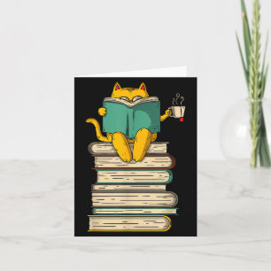 Reading Cat - Funny Book &amp; Tea Lover Gift Shor Card