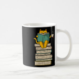 Reading Cat - Funny Book And Tea Lover Gift Short Coffee Mug