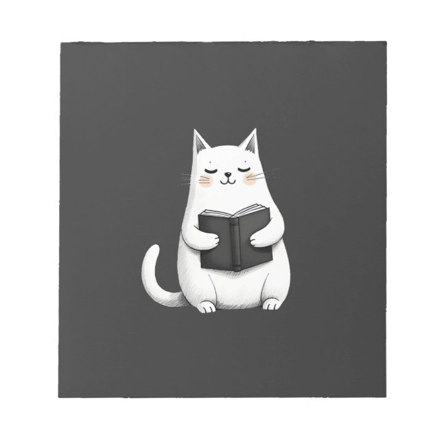 Reading Cat Funny Cat Book Lover Notepad (Front)