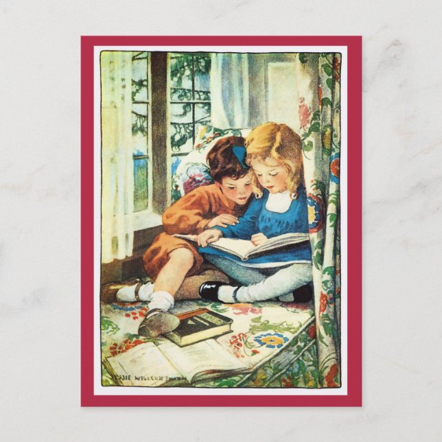 Reading Christmas Books Jessica Willcox Smith Holiday Postcard (Front)