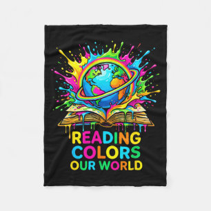 Reading colours our world space astronaut fleece blanket