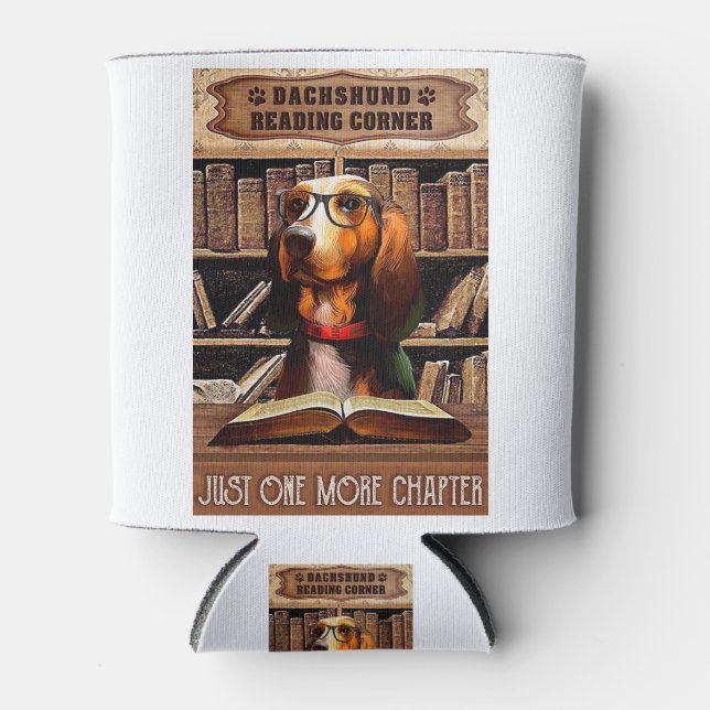 Reading Corner Book Dachshund Can Cooler (Front)