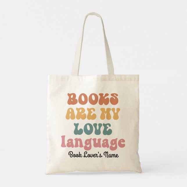 Reading Custom Book Lovers Name Text Gift Tote Bag (Back)