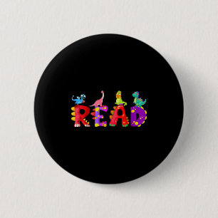 Reading dinosaur funny t rex dino book lover 6 cm round badge