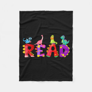 Reading dinosaur funny t rex dino book lover fleece blanket