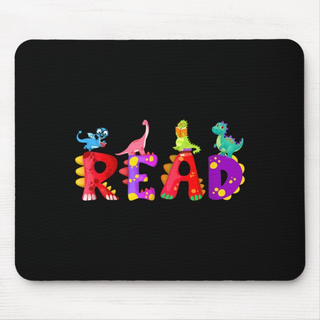 Reading dinosaur funny t rex dino book lover  mouse pad (Front)
