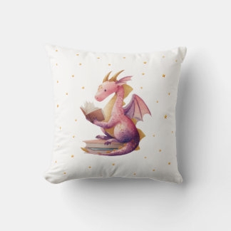 Reading Dragon  Pillow - Bookish Kids Room Decor