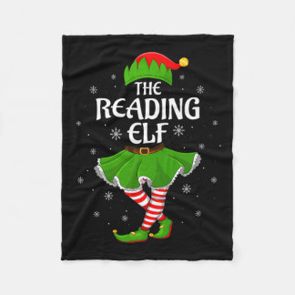 Reading Elf Christmas Family Girls Women Elf Squad Fleece Blanket