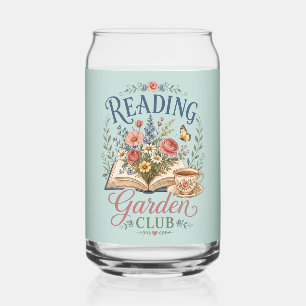 Reading Garden Club Cottagecore Floral Can Glass