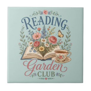 Reading Garden Club Cottagecore Floral Ceramic Tile