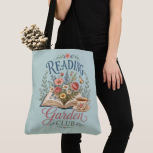 Reading Garden Club Cottagecore Floral Tote Bag