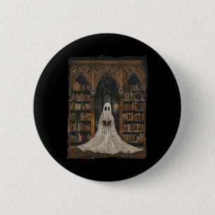 Reading Ghost Library Halloween Librarian Book Lov 6 Cm Round Badge