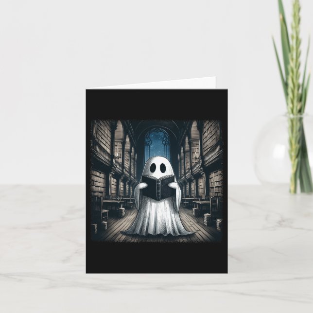 Reading Ghost Library Halloween Librarian Book Lov Card (Front)