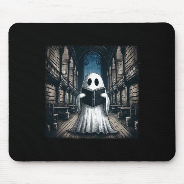 Reading Ghost Library Halloween Librarian Book Lov Mouse Pad (Front)