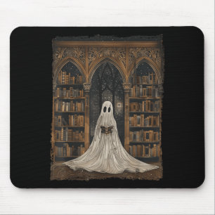 Reading Ghost Library Halloween Librarian Book Mouse Pad