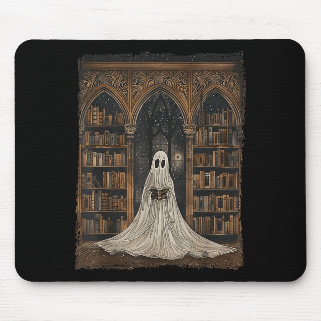 Reading Ghost Library Halloween Librarian Book Mouse Pad (Front)