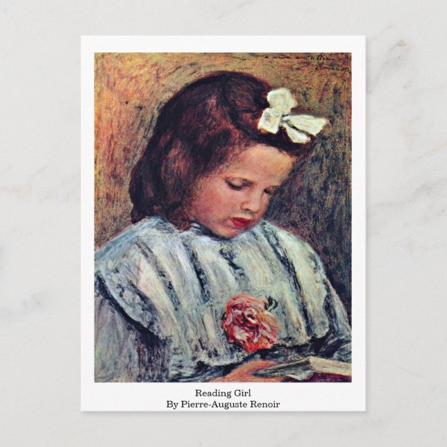 Reading Girl By Pierre-Auguste Renoir Postcard (Front)