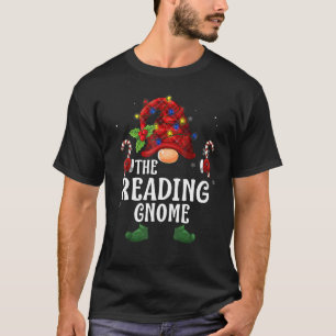 Reading Gnome Buffalo Plaid Matching Family Christ T-Shirt