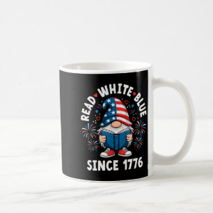 Reading Gnome Red White Blue Book USA 4th of July Coffee Mug
