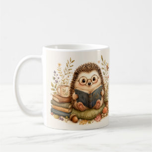 Reading Hedgehog Watercolor Art Coffee Mug