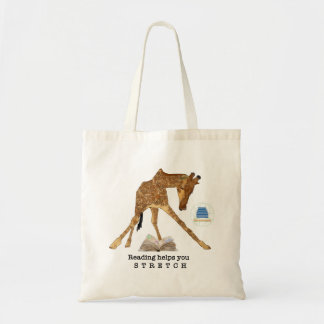 Reading Helps You Stretch Giraffe Tote Bag
