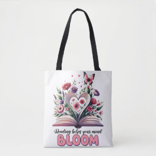Reading helps your mind bloom tote bag