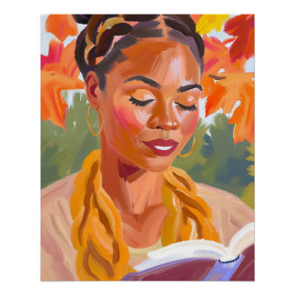 Reading in Harmony: African American Woman Poster