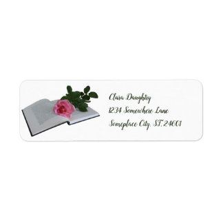Reading in the Garden Book With Flower Return Address Label