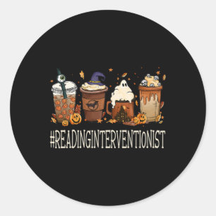 Reading Interventionist Horror Fall Coffee Hallowe Classic Round Sticker
