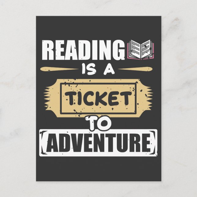 Reading is a Ticket to Adventure Library Reader Postcard (Front)