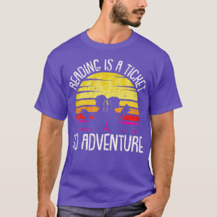 Reading Is A Ticket To Adventure Retro Bookworm Bo T-Shirt