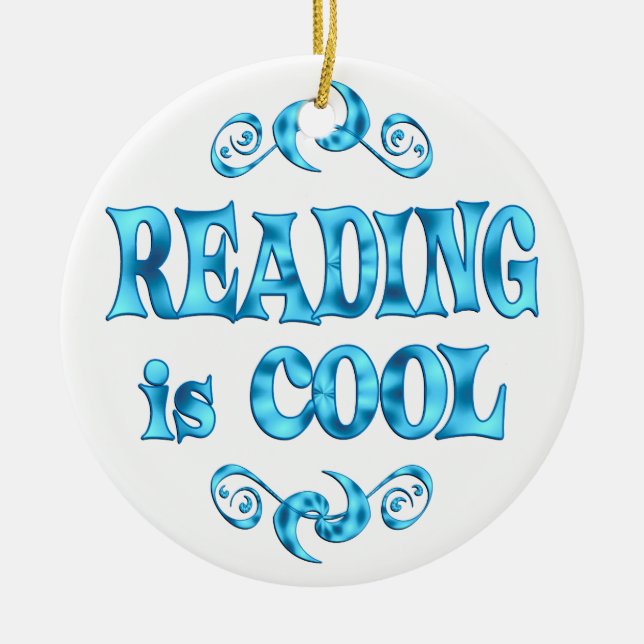 Reading is Cool Ceramic Ornament (Front)