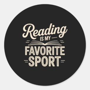 Reading is favorite sport women men retro book classic round sticker