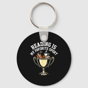 Reading is favourite sport books coffee trophy key ring