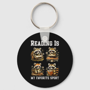 Reading is favourite sport cottagecore funny key ring