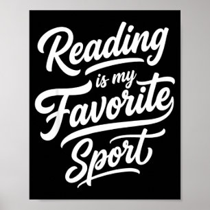 Reading is favourite sport for librarian bookworm poster