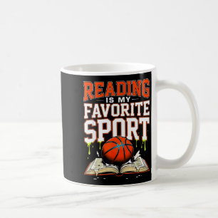 Reading is favourite sport funny basketball drip coffee mug