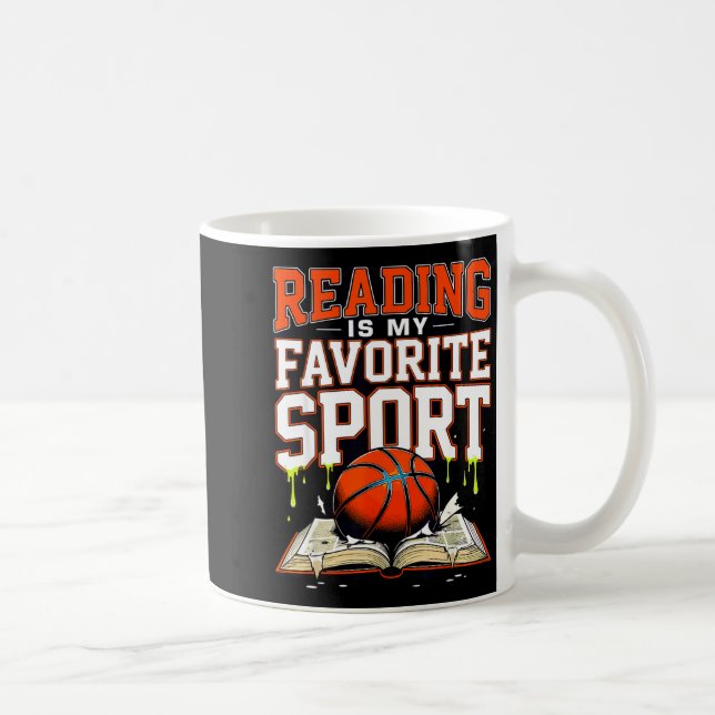 Reading is favourite sport funny basketball drip coffee mug (Right)