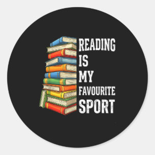 Reading is favourite sport funny bookish bookstack classic round sticker
