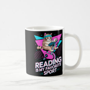 Reading is favourite sport funny cat book lover coffee mug